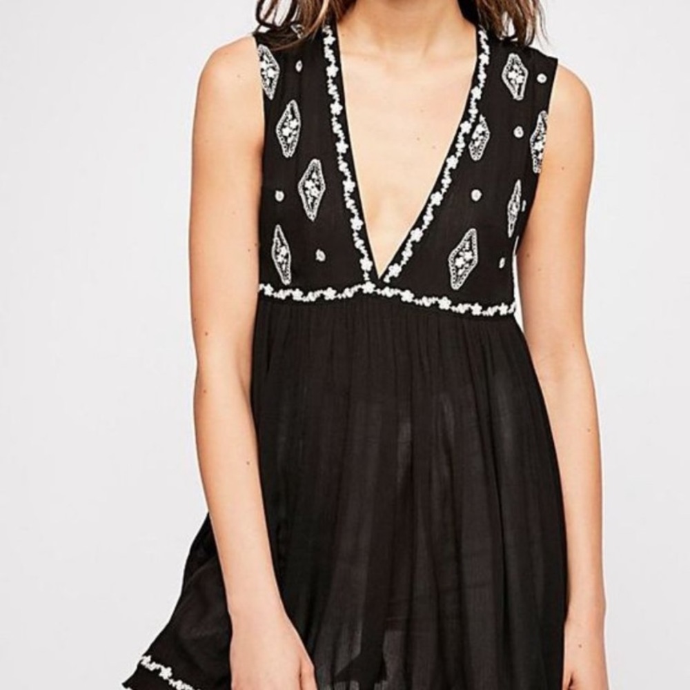 Free People Black and White Tunic Top
